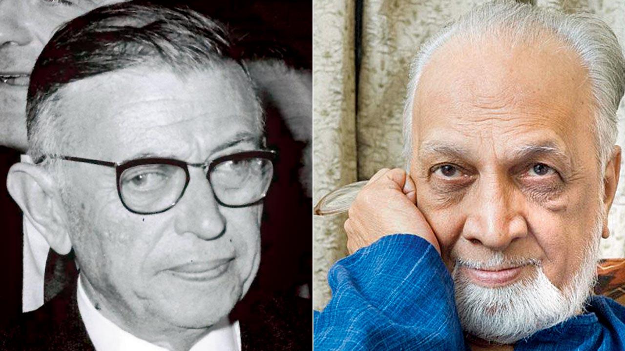 Jean Paul Sartre; (right) Vijay Tendulkar. Pics Courtesy/Wikimedia Commons
