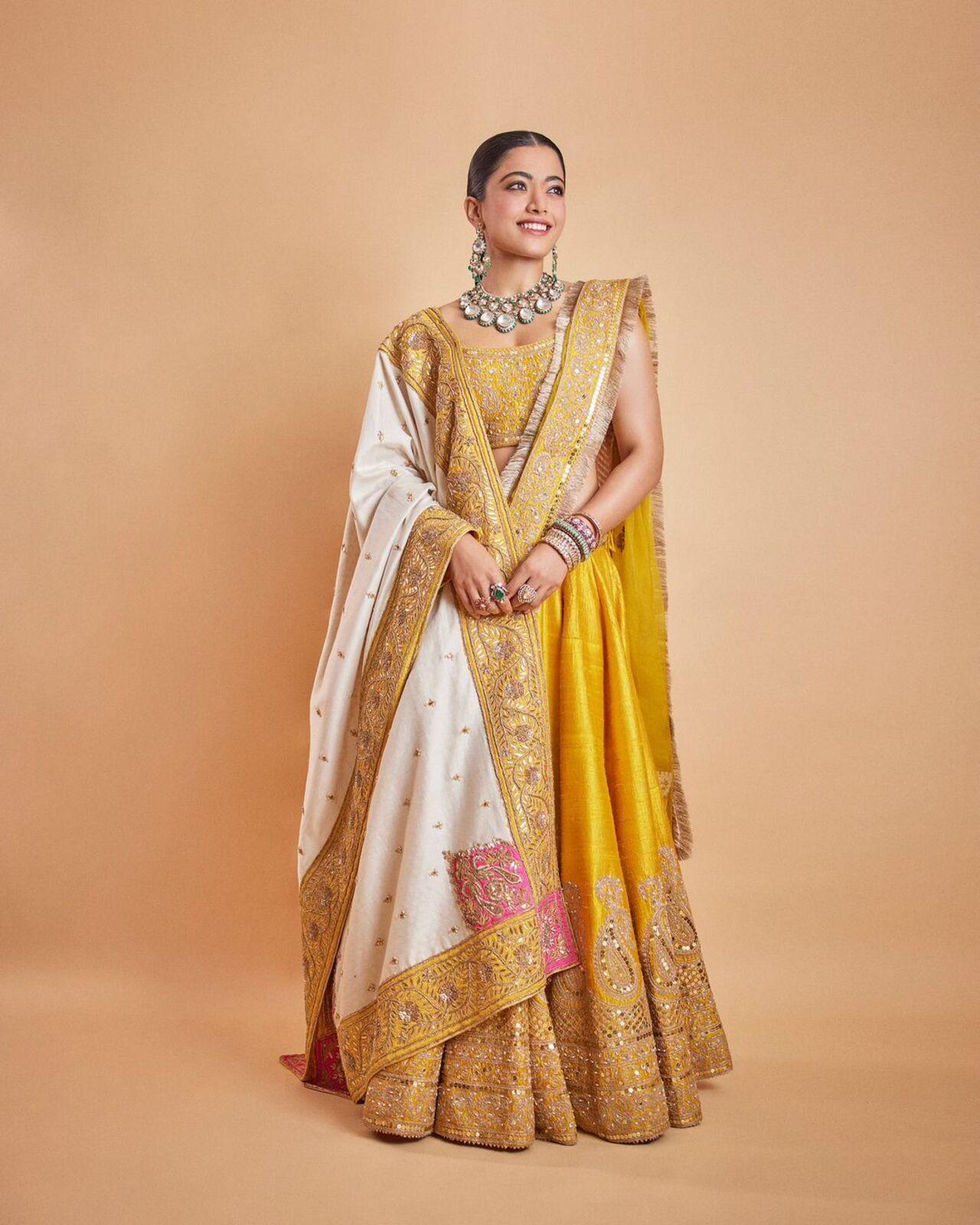 Rashmika Mandanna dropped pictures of her look for Anant Ambani and Radhika Merchant's wedding