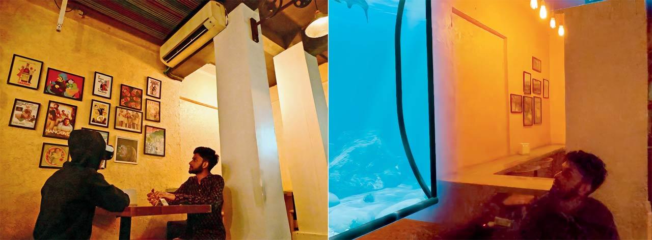 An empty wall at the venue turns into an underwater window inside the experience 