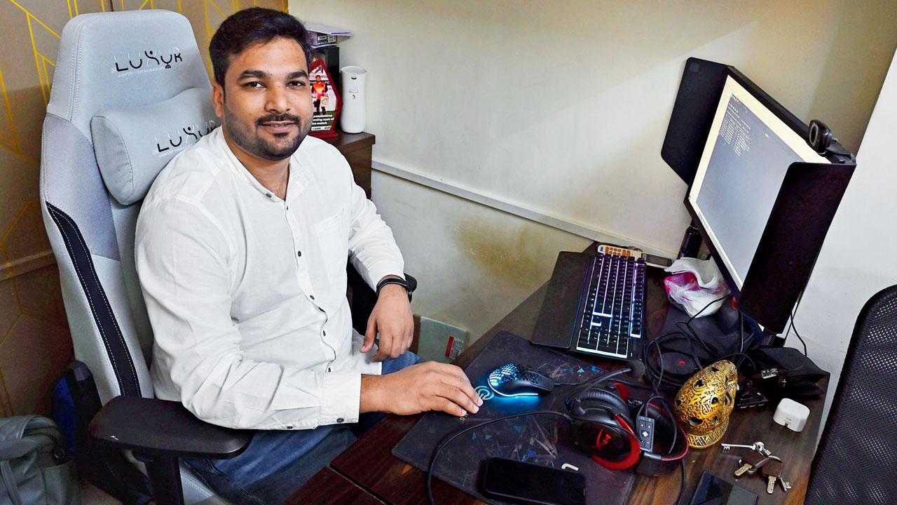 Cyber expert Yasir Shaikh at the Macksofy Technologies office in BKC. Pic/Ashish Raje