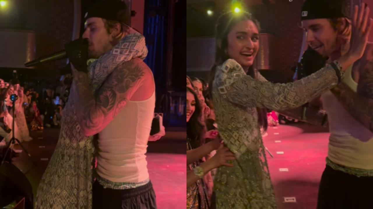 Jaaved Jaaferi's daughter gets a hug from Justin Bieber at Ambani sangeet