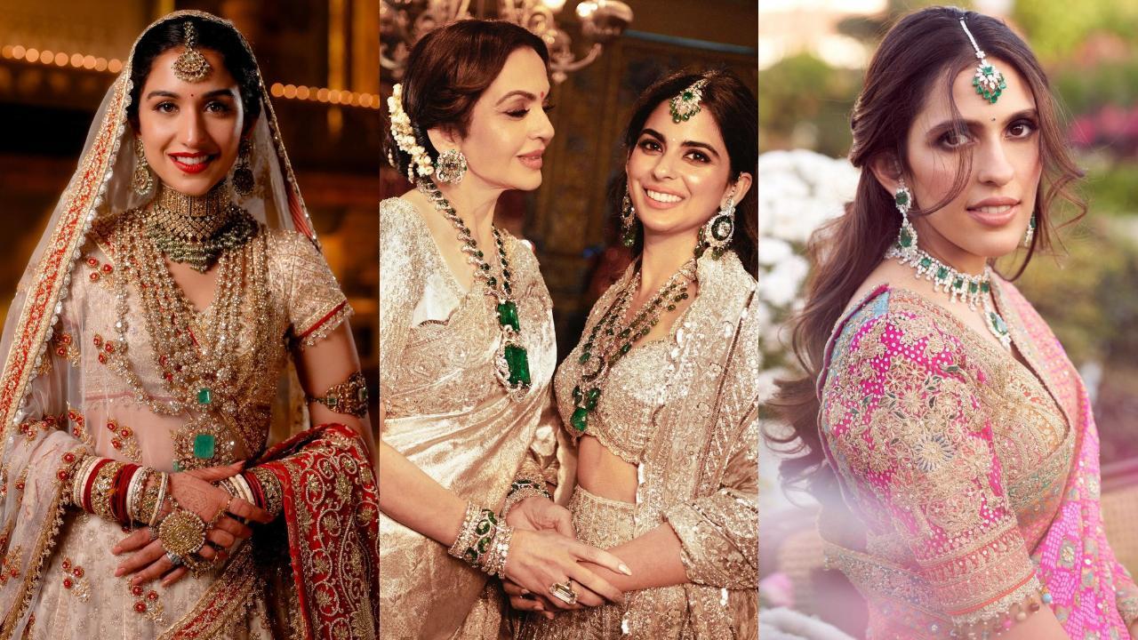 Radhika, Nita, Isha, and Shloka Ambani wearing emeralds 