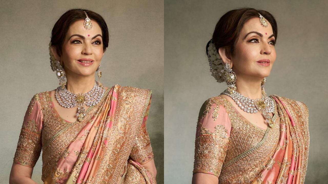 Anant Ambani and Radhika Merchant wedding Nita Ambani stuns in a 100 carat diamond necklace
