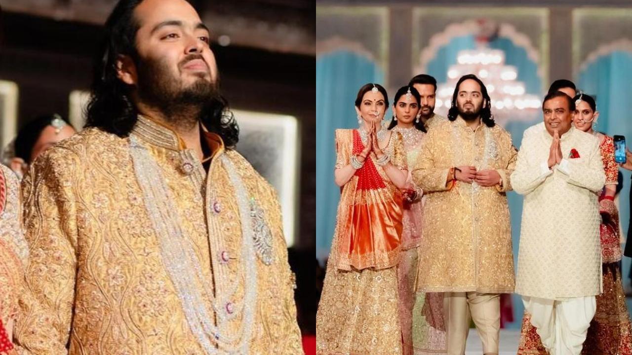 Anant Ambani wows in bespoke Abu Jani Sandeep Khosla creation for Shubh Aashirwad ceremony
