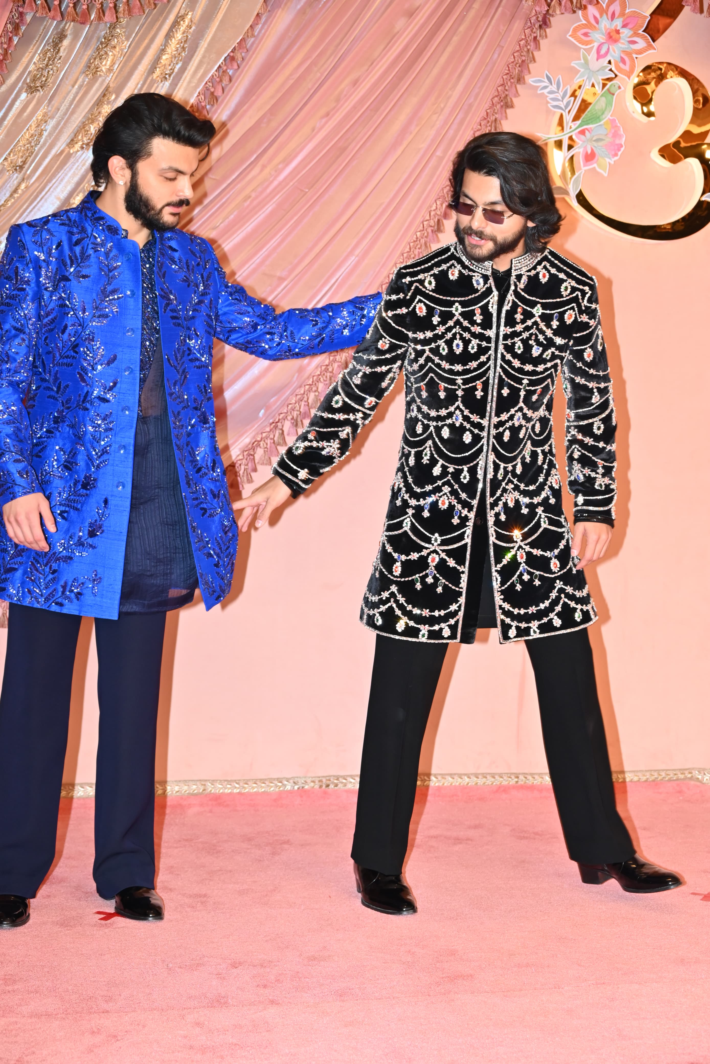 The brothers who are also the groomsmen of Anant Ambani, Veer and Shikhar Pahariya, were spotted on the carpet. The duo looked dashing as they posed.