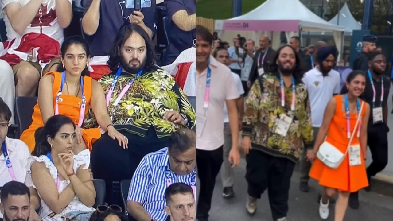 Radhika Merchant flaunts her mangalsutra in an orange outfit at the 2024 Paris Olympics 