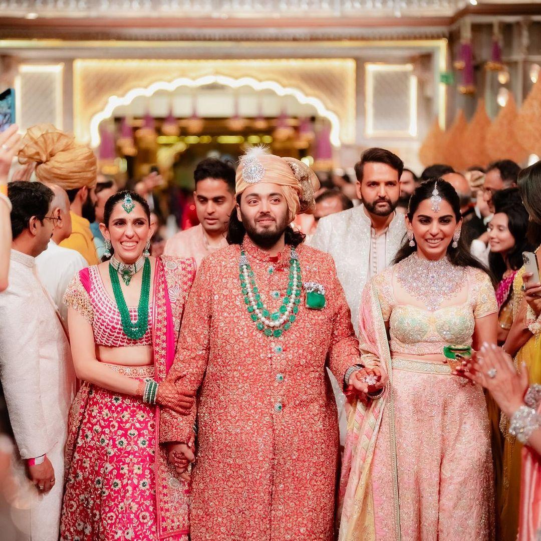 Anant in a custom Sabyasachi outfit for his Jaimala ceremony