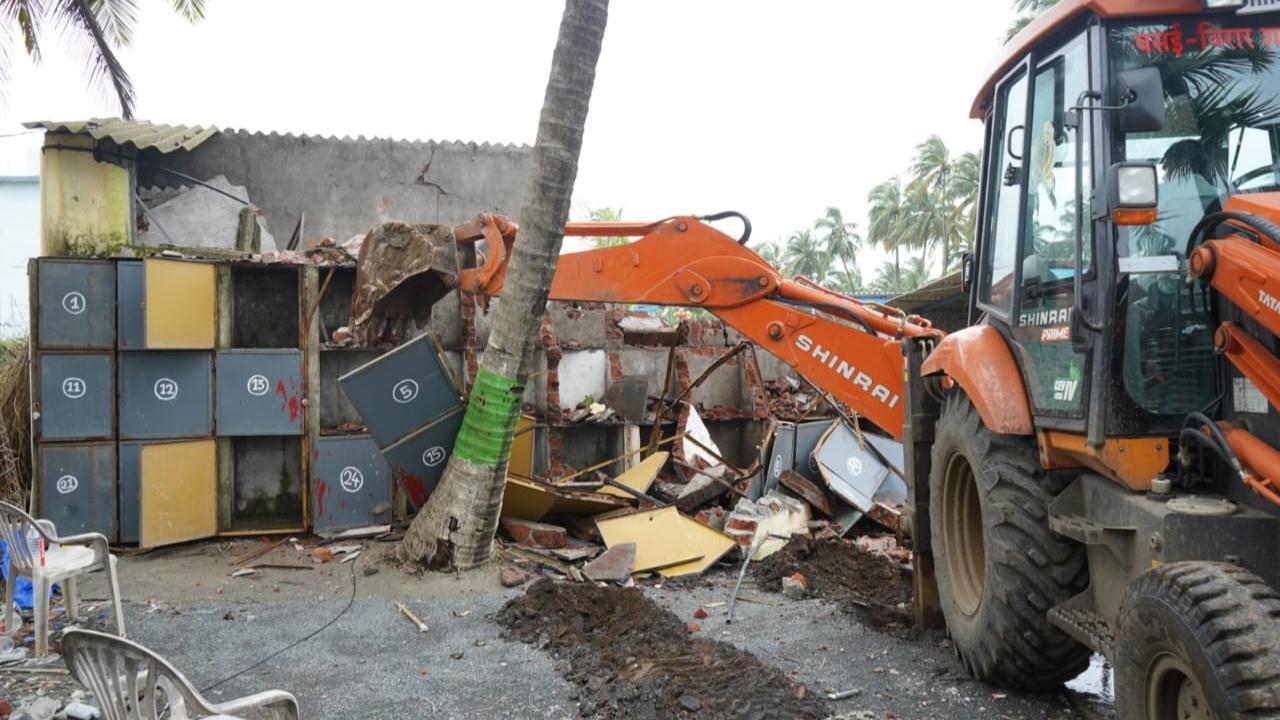 Portions of several structures were on Monday demolished by the authorities. Pics/CMO