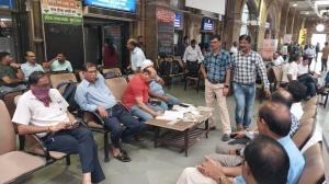 IN PHOTOS: Local train motormen protest over poor sanitation at CSMT