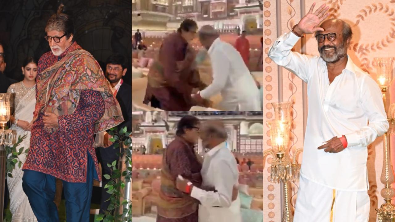 Amitabh Bachchan quickly pulls Rajinikanth into a hug, stops him from touching his feet - watch video