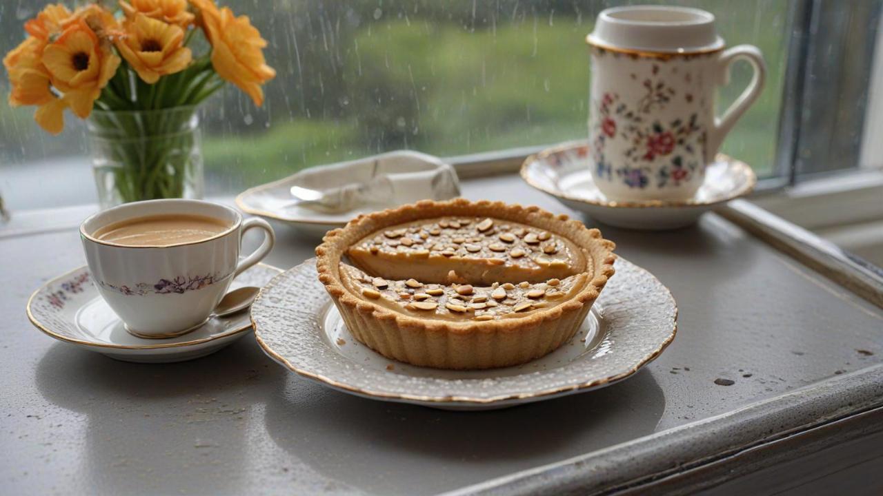 Hazelnut and Coffee Cream Tart pairs perfectly with tea as its rich, nutty flavours and smooth coffee cream complement the warm, soothing notes of a freshly brewed cup. This combination offers a delightful balance of sweetness and warmth, making it an ideal monsoon treat. Get the recipe here
