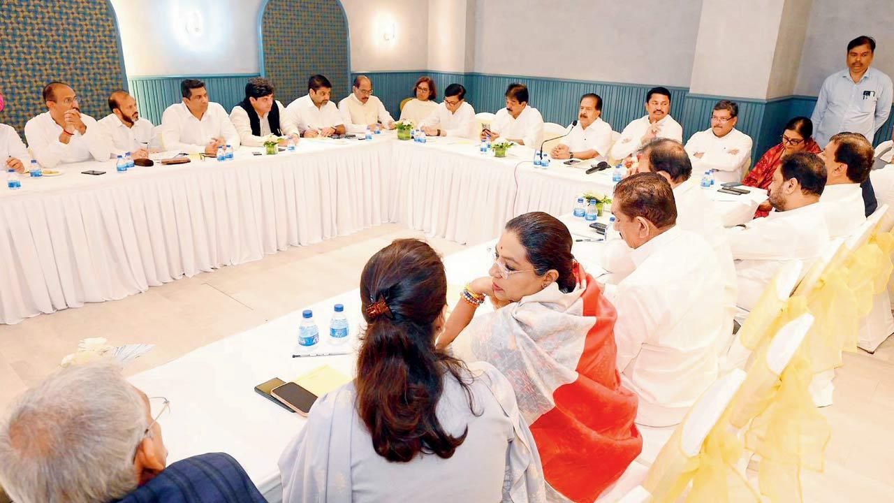 Senior Congress leaders at the meeting on Friday. Pic/X