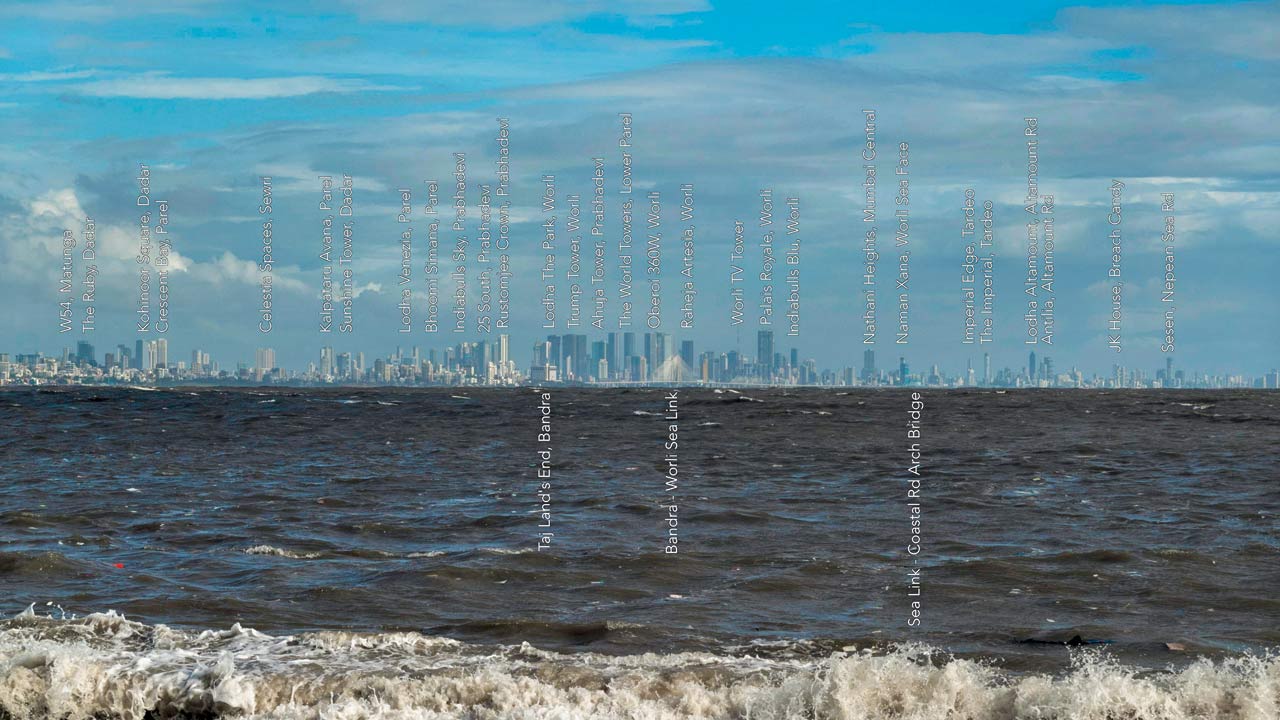 The shoreline at Madh fort in Malad offered a clear view of the city’s skyline, from Matunga to Nepean Sea Road