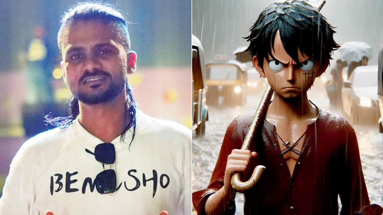 Smith Sawant; (right) Luffy experiences Mumbai’s rains for the first time
