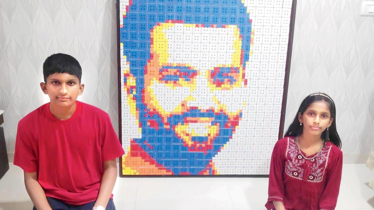 Ethan and Annie Singh created a Rubik’s Cube portrait for Rohit Sharma  