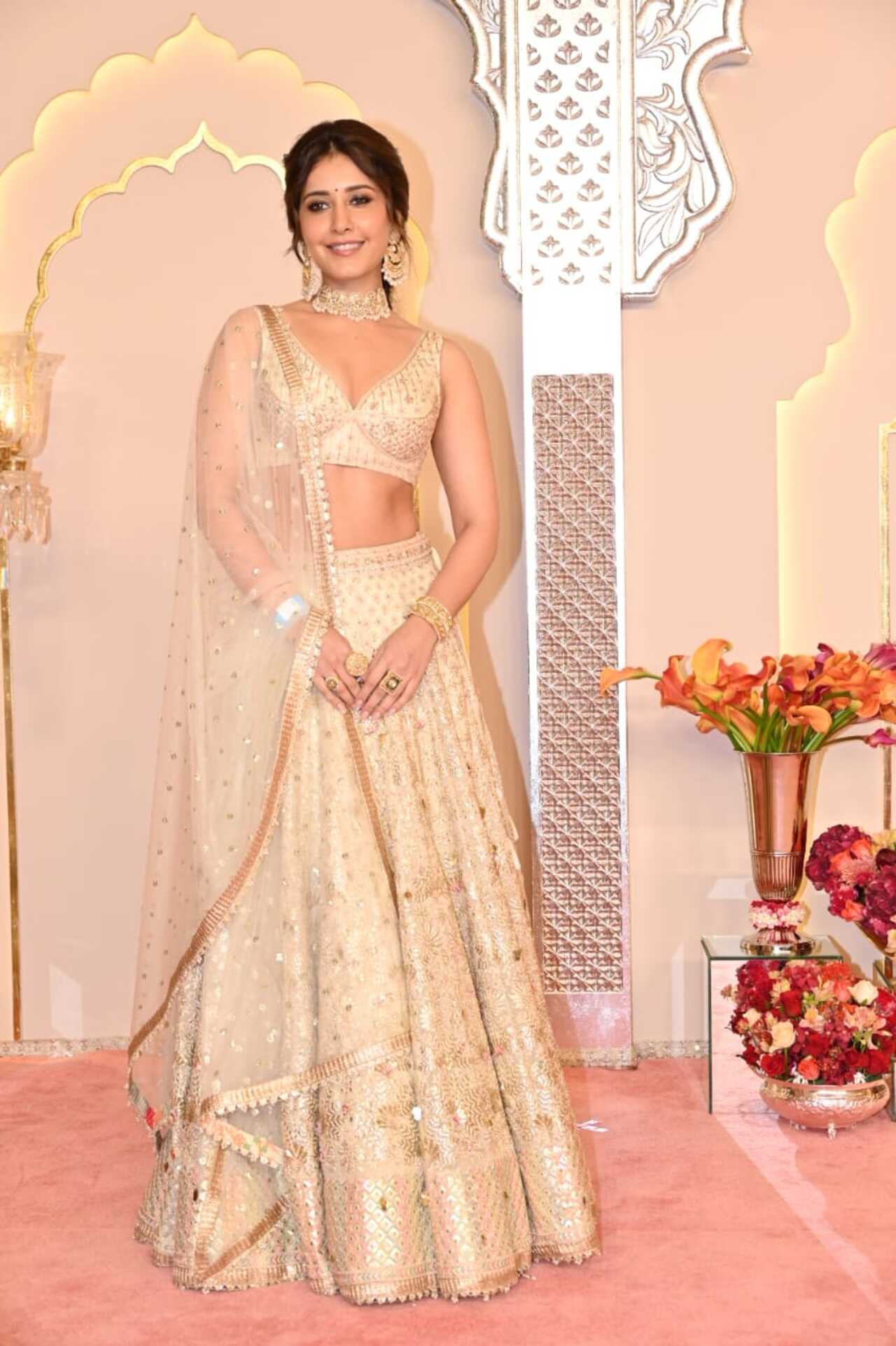 Raashii Khanna looks resplendent in a white lehenga