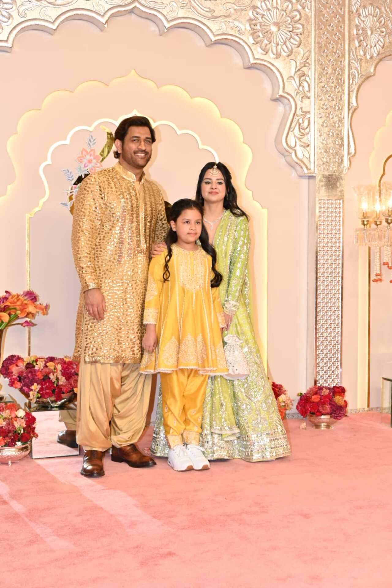 MS Dhoni with his wife Sakshi and daughter Ziva