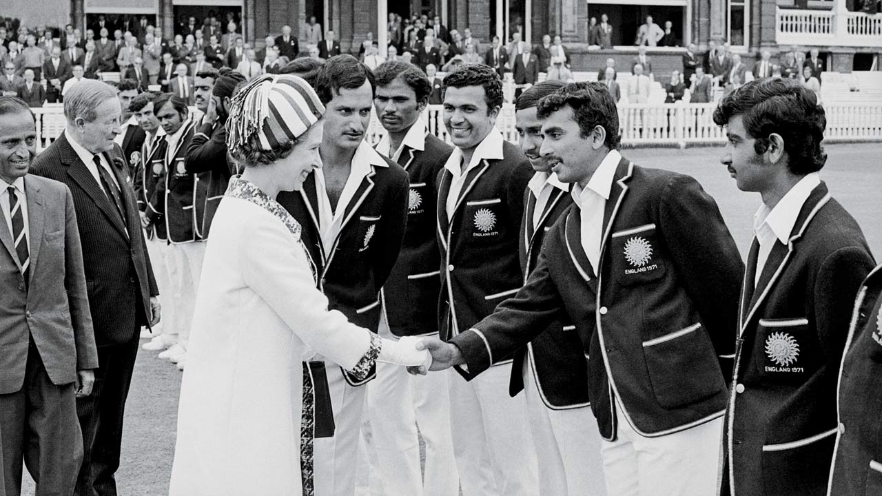 Sunil Gavaskar being introduced to Queen Elizabeth in 1971