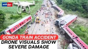 Gonda Train Accident: Scary drone visuals show extreme damage at the spot