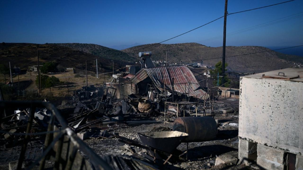 Houses were destroyed in the wildfire.