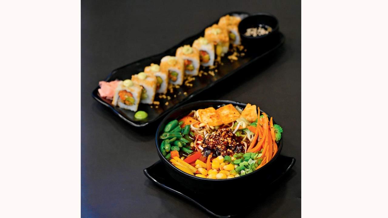 JusTaberu in Kandivali offers vegetarian and Jain sushi and ramen and uses ingredients like paneer, asparagus, avocado, and more