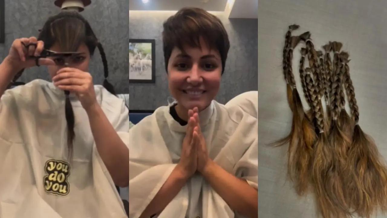 Hina Khan, who was diagnosed with stage 3 breast cancer decided to chop off her hair before it started to fall off amid chemotherapy sessions. Read more
