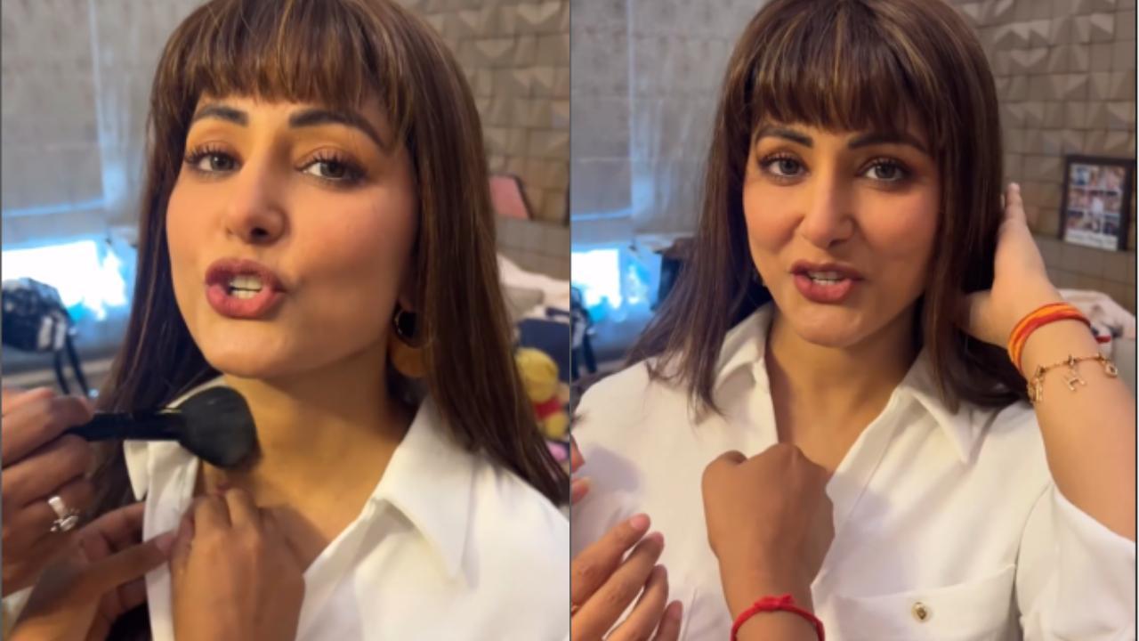 Hina Khan hides stitches with makeup and wears wig as she gets ready for first work assignment post-cancer diagnosis, watch video