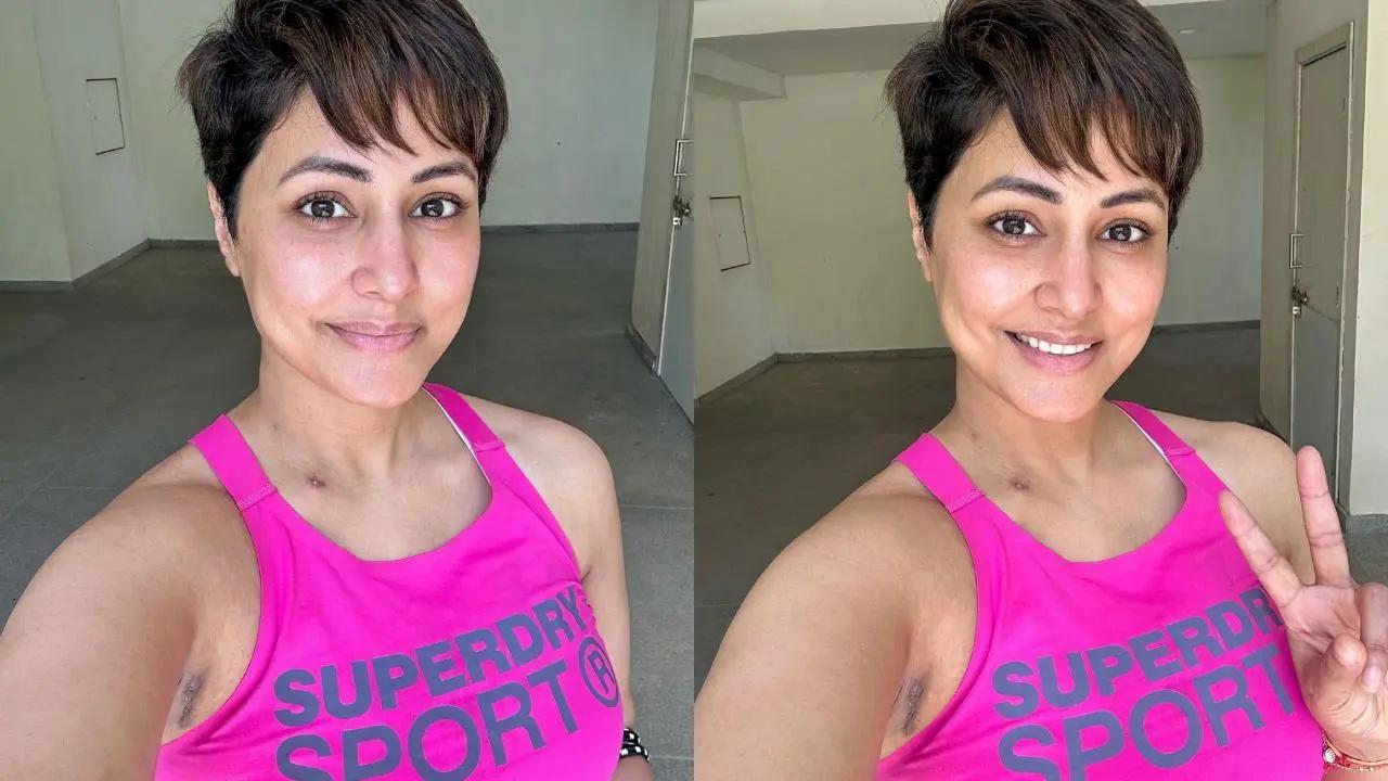 Hina posted several selfies on Instagram, wearing a pink top. She added Kishore Kumar's song 