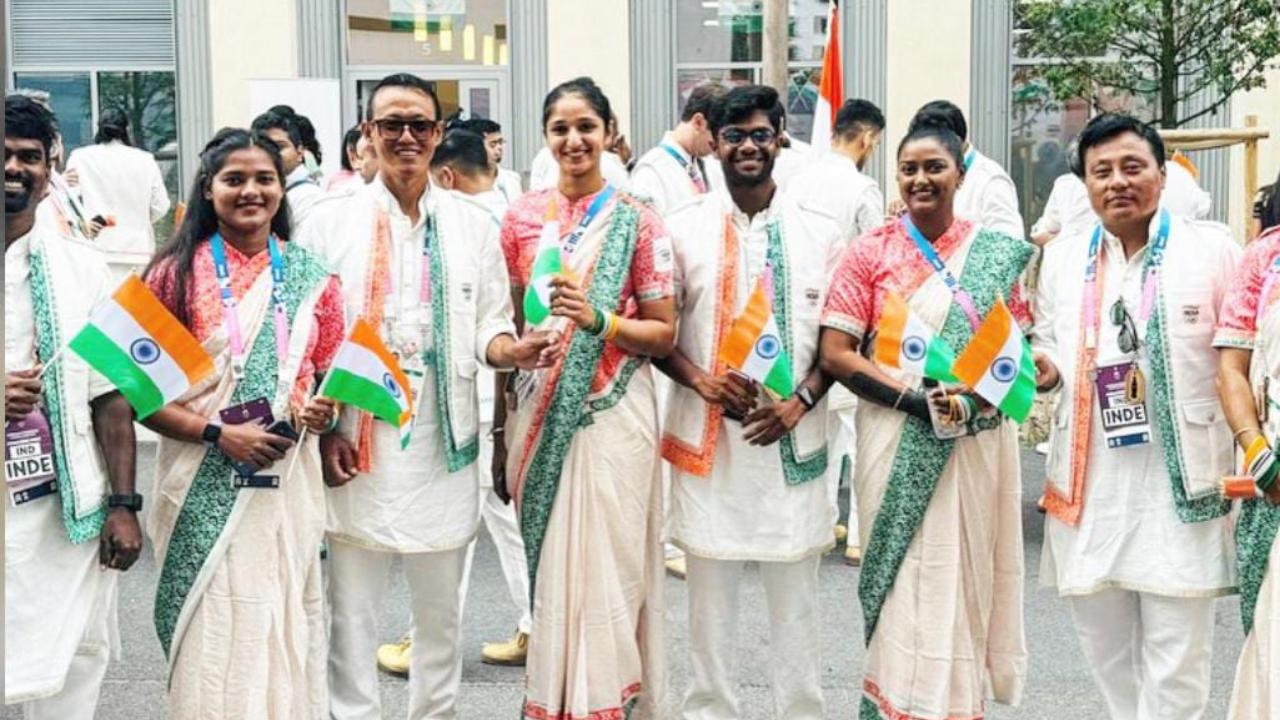 India
The Olympics uniform for the Indian team – kurta and jacket for men and traditional saree for women – has been designed by Tarun Tahiliani. It features an ikkat-inspired print and the colours of the national flag - saffron, white, green. (Pic: Instagram/@weareteamindia)