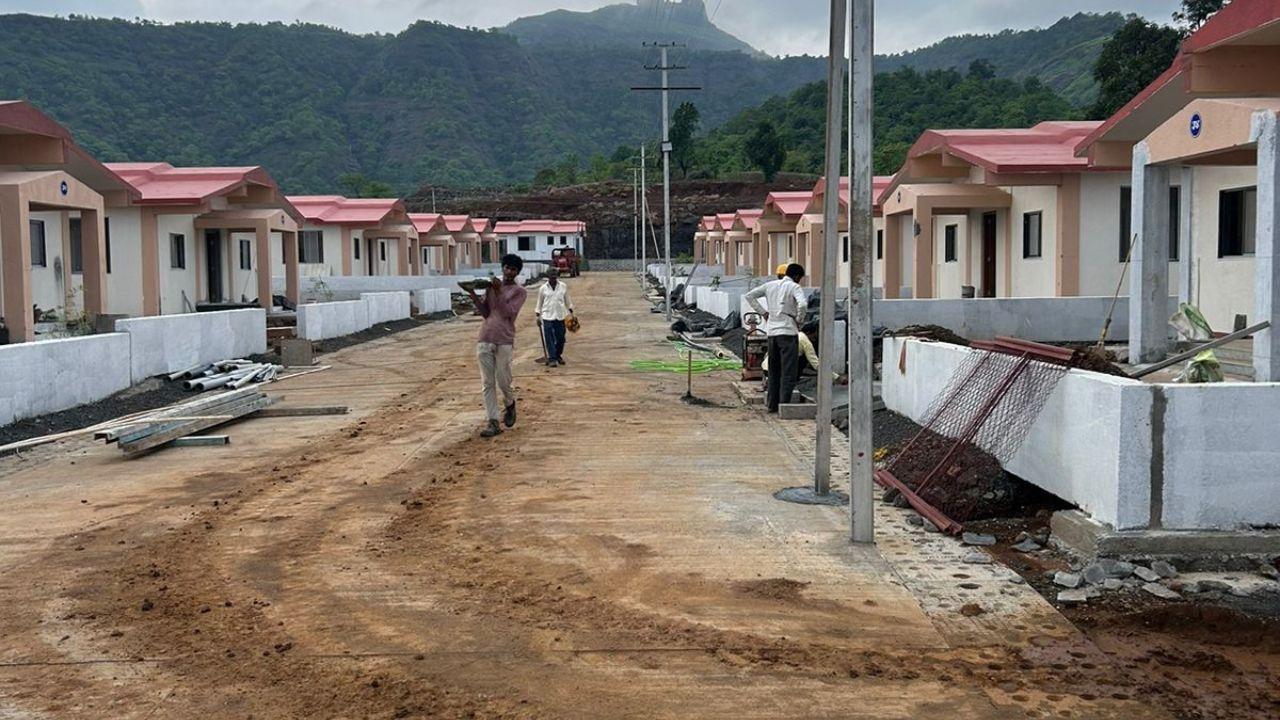 New homes being constructed for the survivors of Irsalwadi