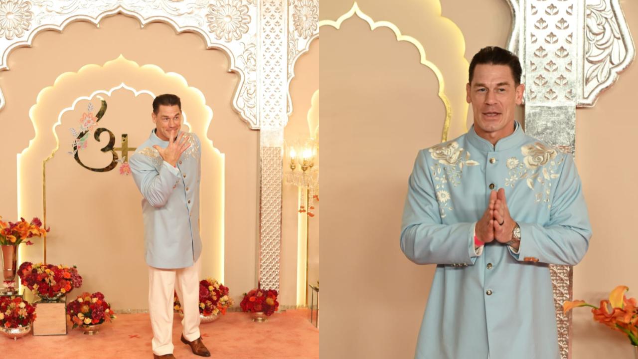 Wrestling champion John Cena arrived in India to attend the wedding of Anant Ambani and Radhika Merchant. The wedding is at Jio World Convention Centre in Mumbai