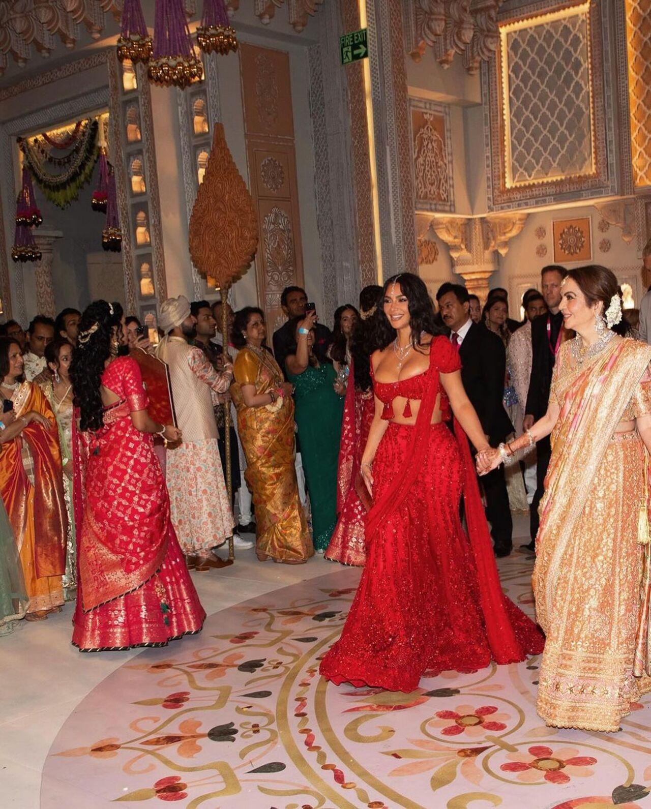 In another picture, Nita Ambani warmly welcomed Kim Kardashian to the extravagant celebration.