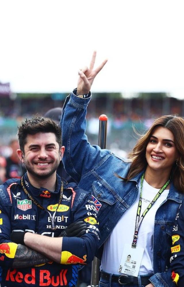 While expressing her excitement about being at the F1 for the first time, she also wished luck to Max and Checo! 
