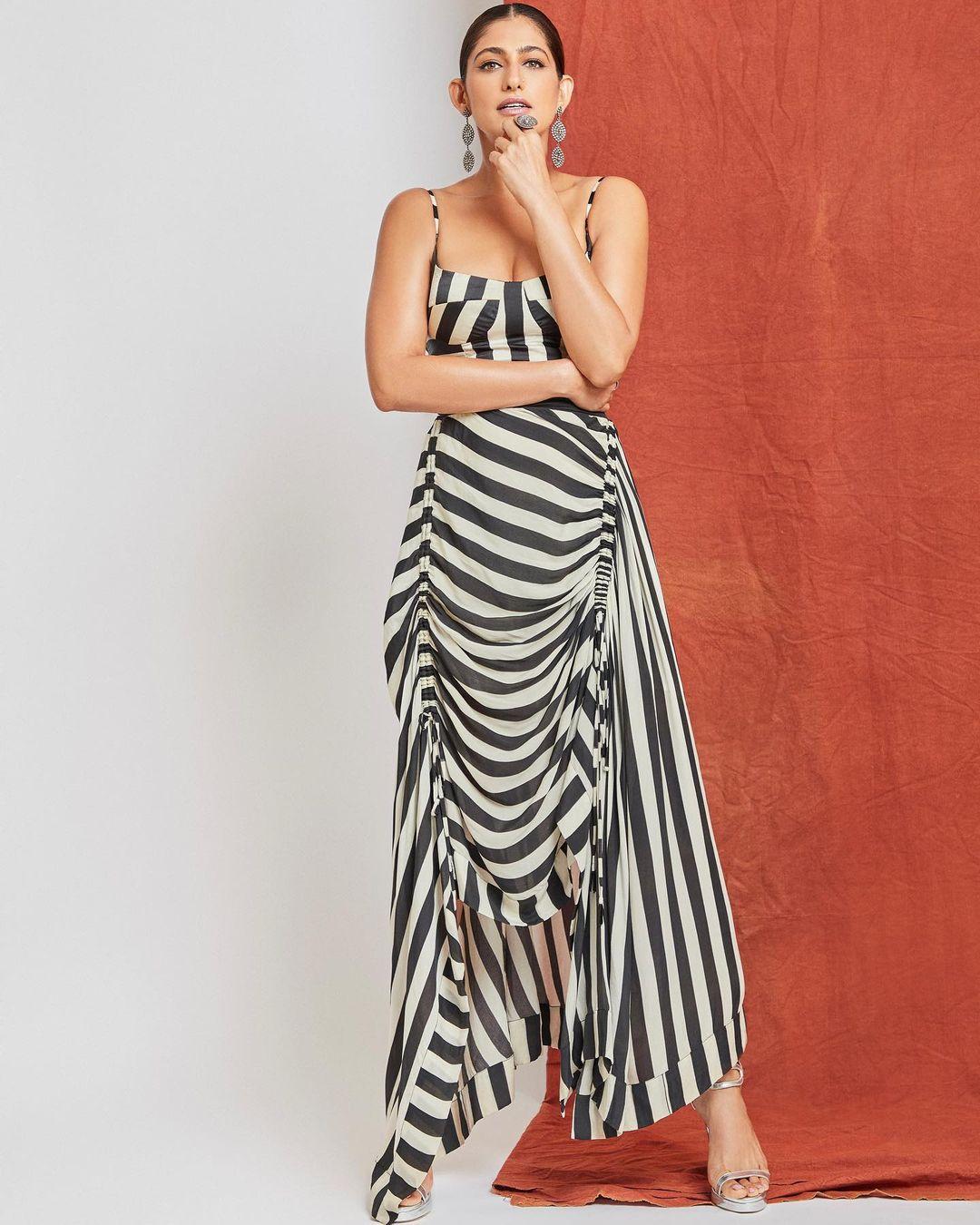 This ensemble is from Nupur Kanoi's Resort Wear, Ukiyo 2023 collection. According to the clothing line's official website, Kubbra Sait's set costs Rs 29,800.
