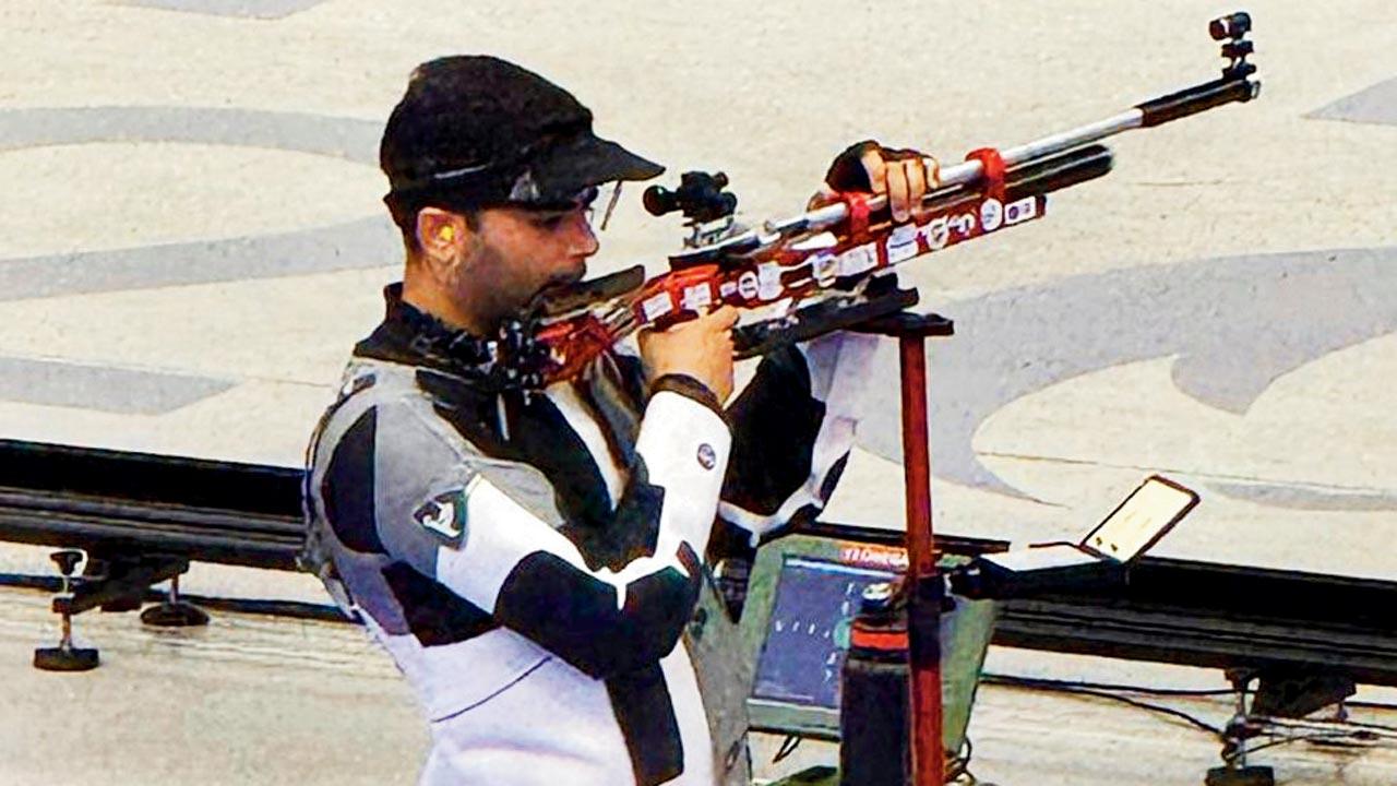 India’s Arjun Babuta during the men’s 10m air rifle final