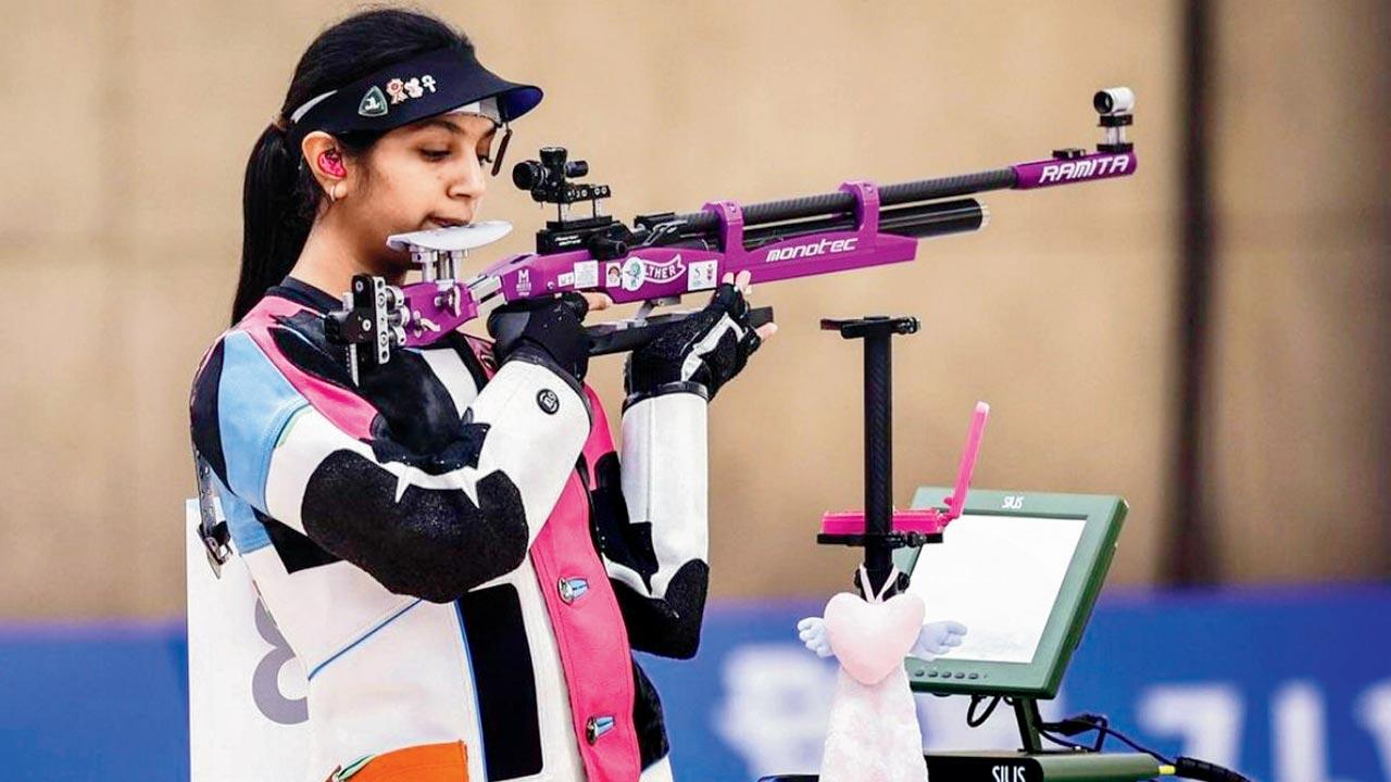 Ramita Jindal at the women’s 10m air rifle final yesterday