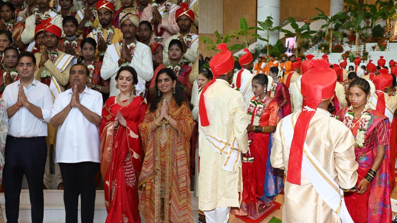 In Pics: Ambani family host mass wedding ahead of Anant-Radhika's wedding