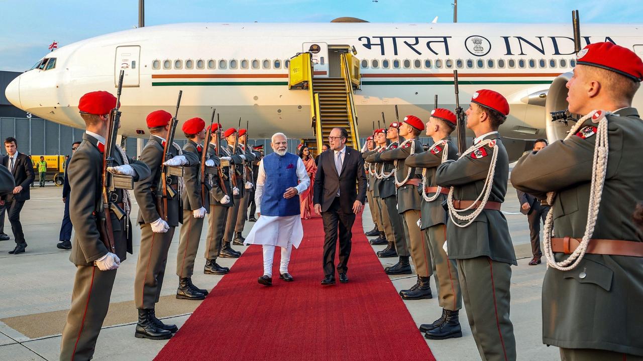 Modi arrived in Vienna from Moscow on Tuesday evening on a two-day visit, the first by an Indian prime minister in over 40 years. Modi was welcomed by Austrian Foreign Minister Alexander Schallenberg at the airport