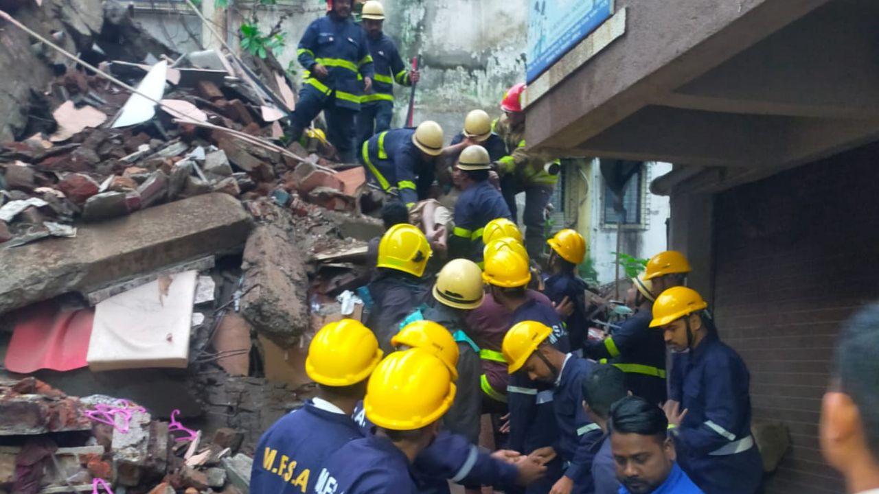 Rescue operations were conducted to locate and rescue two others who were trapped under the rubble of the collapsed building.