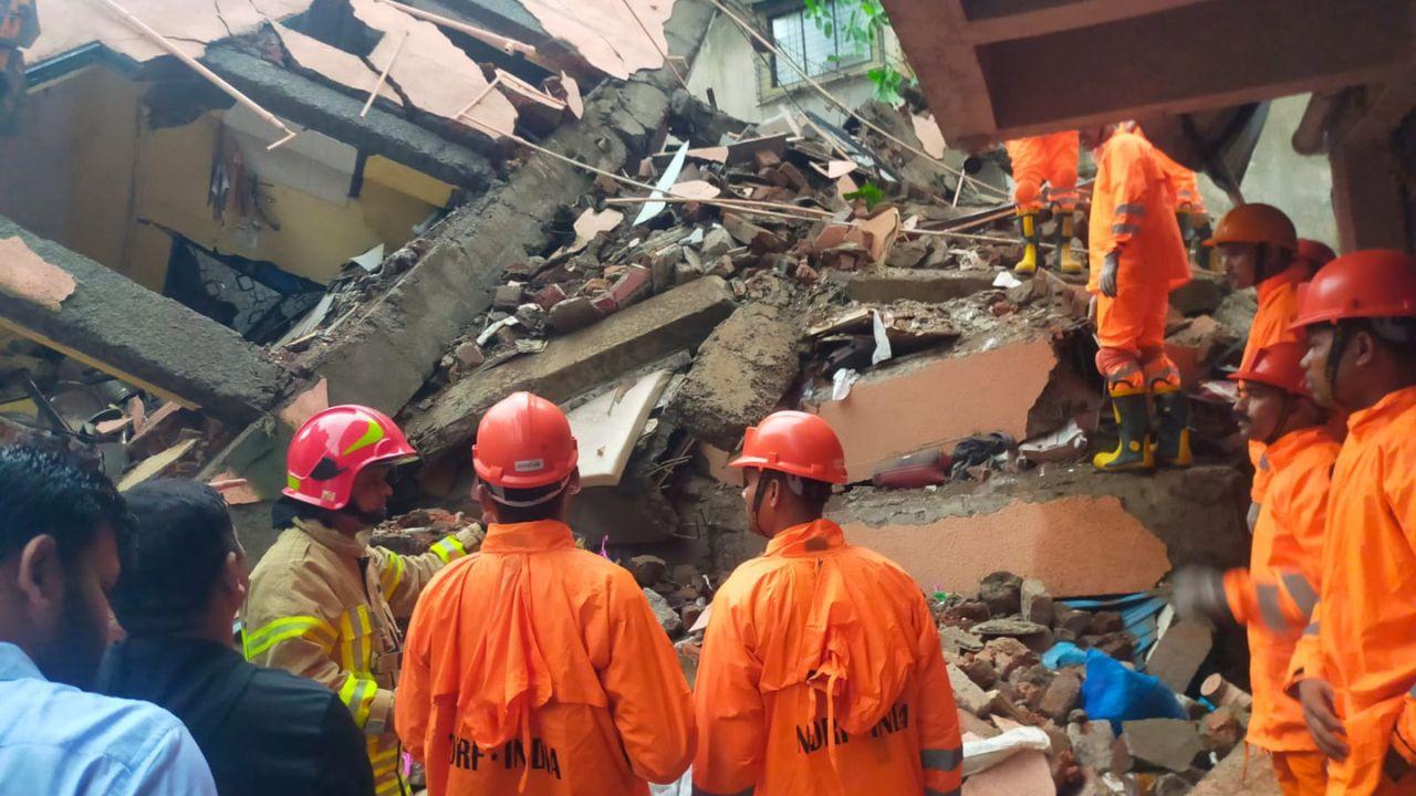 The collapse occurred at 4.50 am in Shahbaz village. The building, which housed 13 residential units and three shops, suddenly gave way.