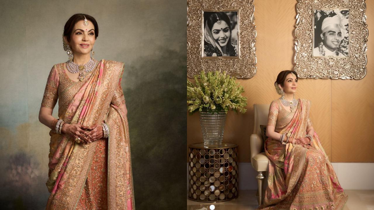 Nita Ambani wears custom Abu Jani Sandeep Khosla for son's baraat