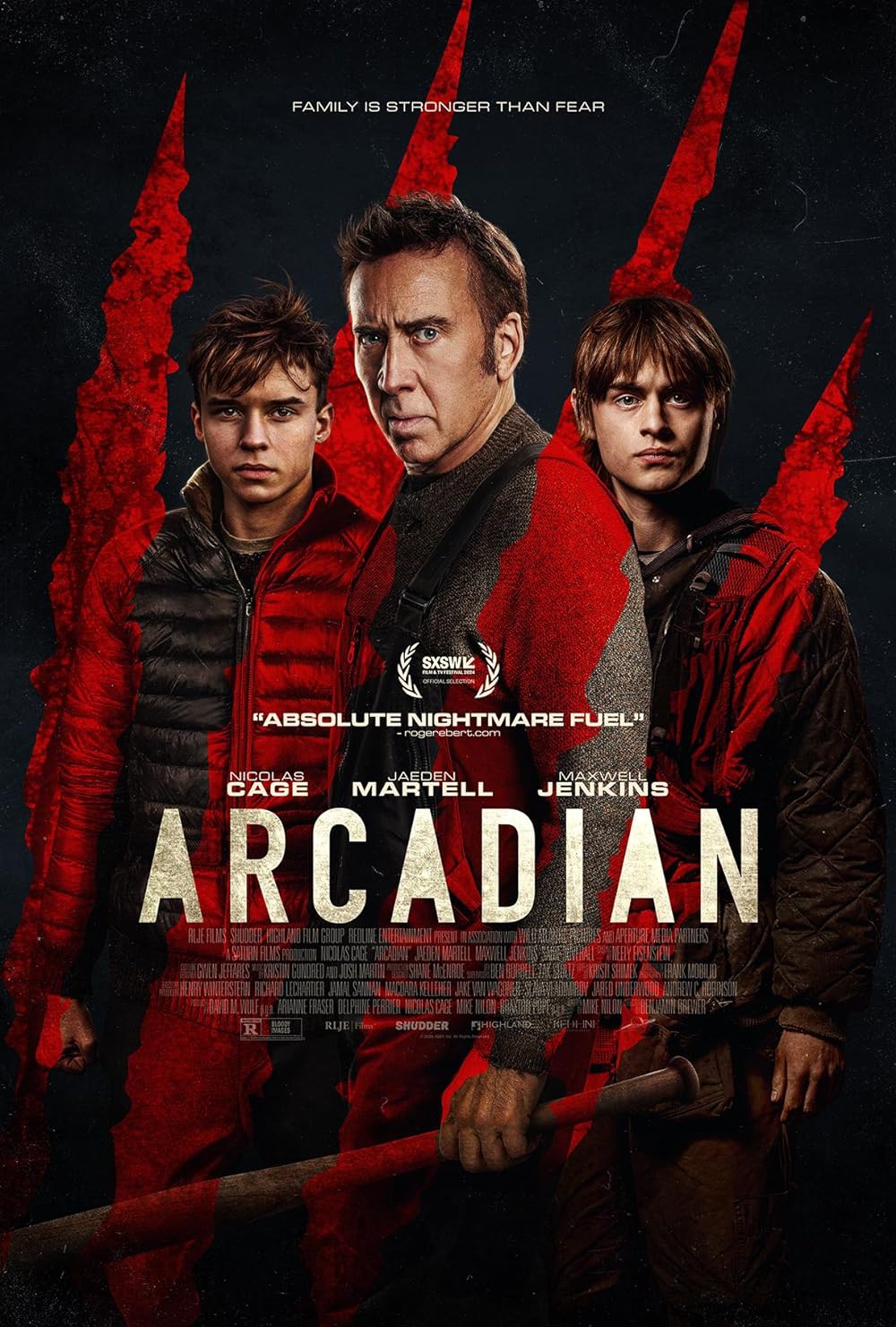 Arcadian (Lionsgate Play, July 19)Arcadian is a post-apocalyptic thriller featuring Nicolas Cage as Paul and his twin teenage sons, Joseph (Jaeden Martell) and Thomas (Maxwell Jenkins). They struggle to survive in a remote farmhouse amidst a world plagued by nightmarish creatures.Arcadian is a post-apocalyptic thriller featuring Nicolas Cage as Paul and his twin teenage sons, Joseph (Jaeden Martell) and Thomas (Maxwell Jenkins). They struggle to survive in a remote farmhouse amidst a world plagued by nightmarish creatures.