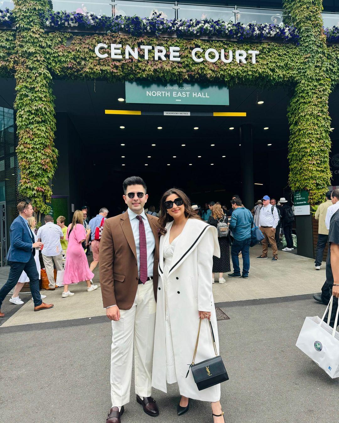 Taking to Instagram, Parineeti posted a couple of pictures from her tennis court date with Raghav, who is an Aam Aadmi Party leader.