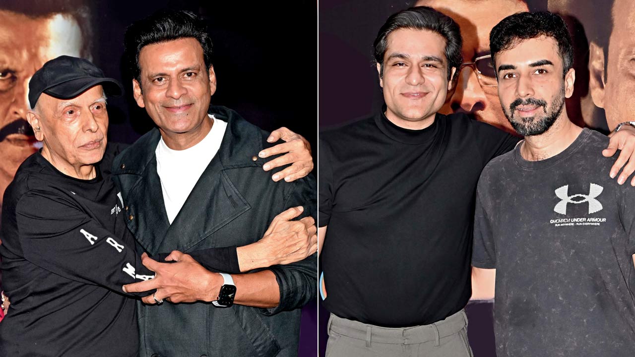  Mahesh Bhatt with Manoj Bajpayee; (right) Sunny Hinduja and Naveen Kasturia
