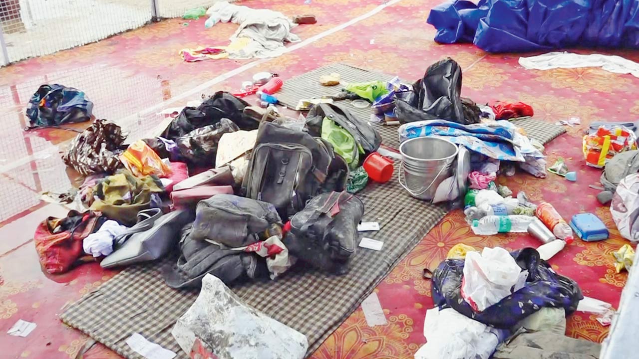 Bags and other belongings lying at the scene