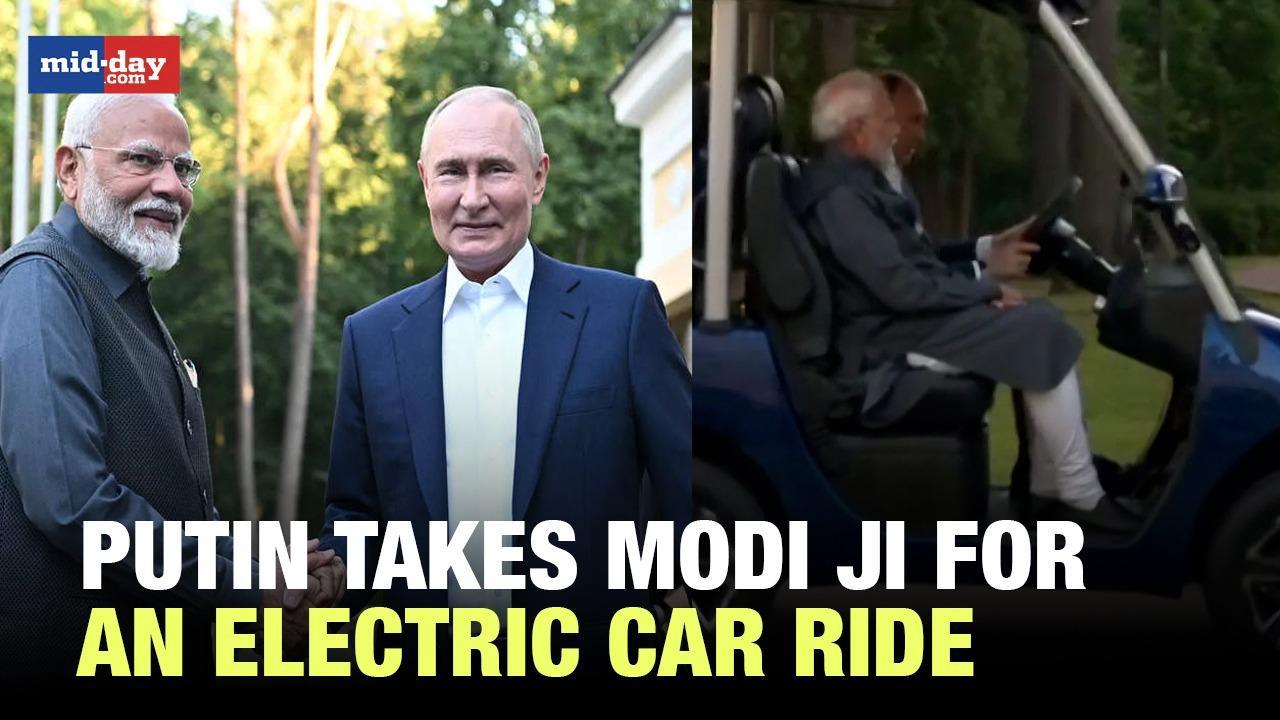 PM Modi Russia visit: Putin drives PM in electric car - WATCH