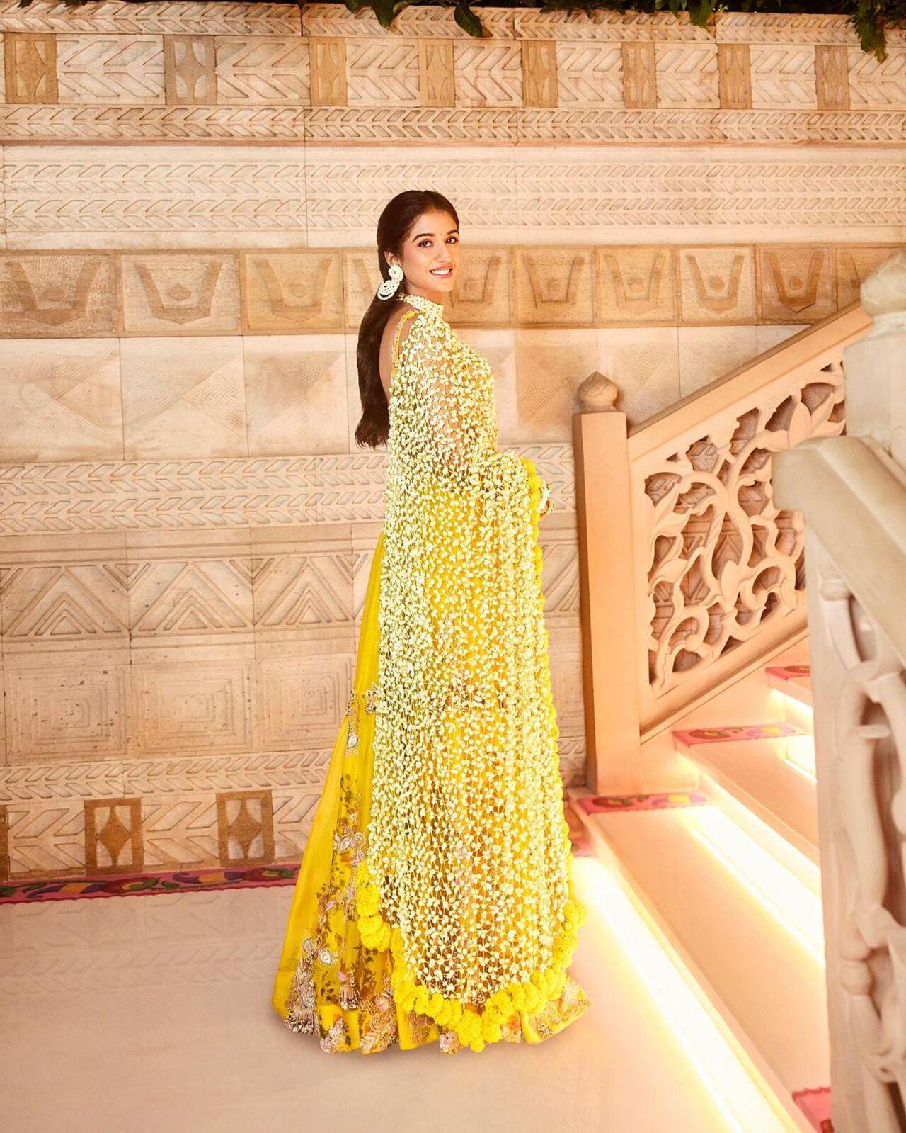 For the Haldi ceremony, Radhika wore a stunning yellow attire and looked like a ray of sunshine