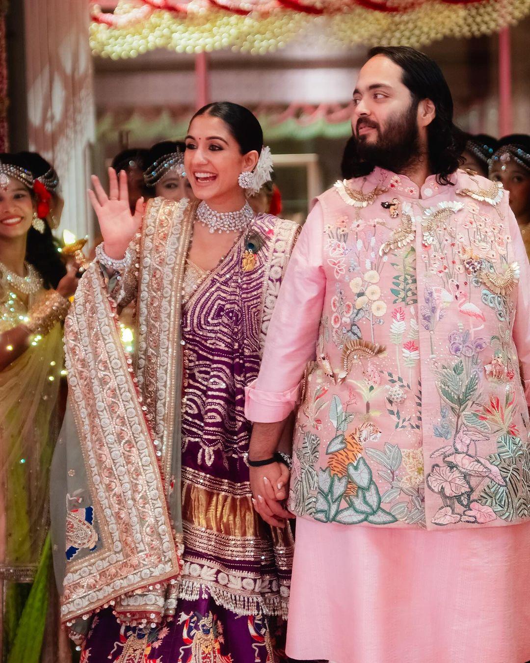 Garba outfits are known for their bright colors and beautiful prints, and Radhika Merchant's outfit was no different.