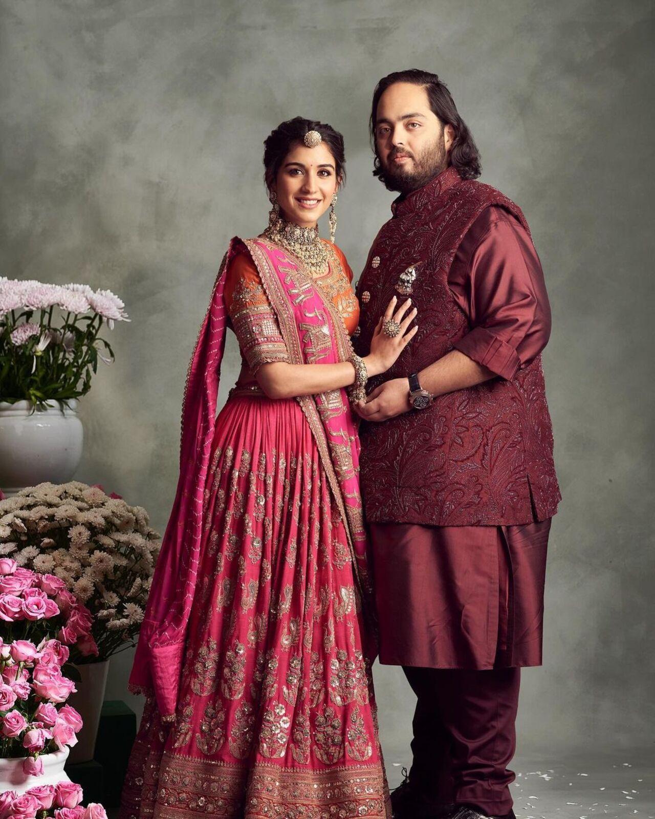 The couple twin in shades of maroon and pink for one of their pre-wedding festivities that was held in Jamnagar earlier this year