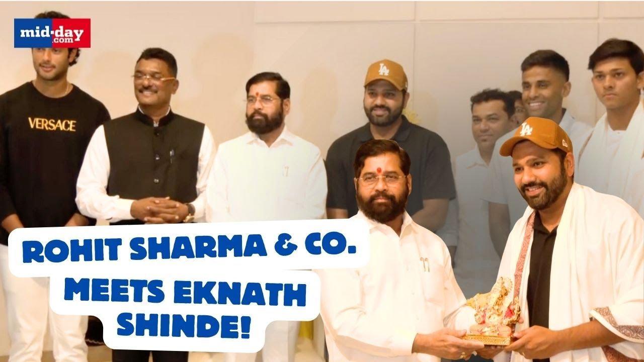 Maharashtra CM Eknath Shinde felicitates Rohit Sharma, Suryakumar and others